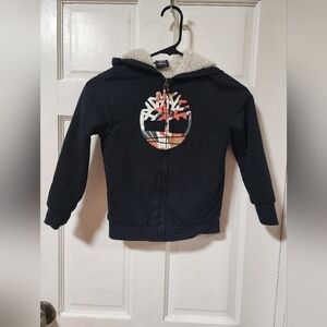 Timberland Kids L/G (6) Black Full-Zip Sherpa Lined Hoodie Sweatshirt Jacket